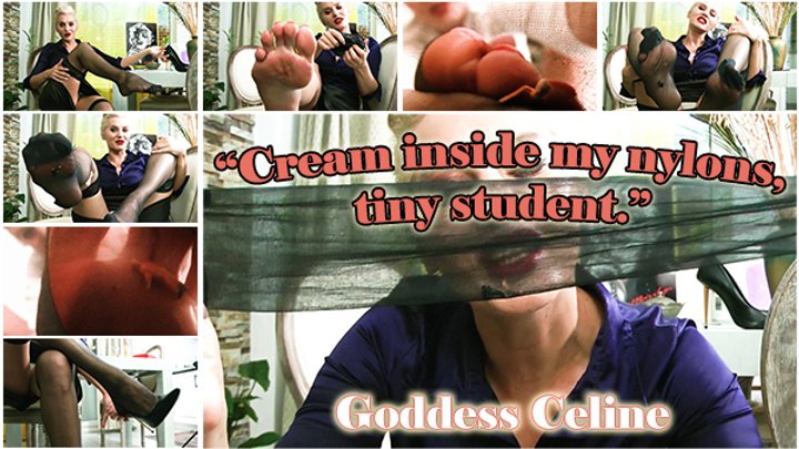 Giantess Shrinking Feet - Cream inside my nylons, tiny student