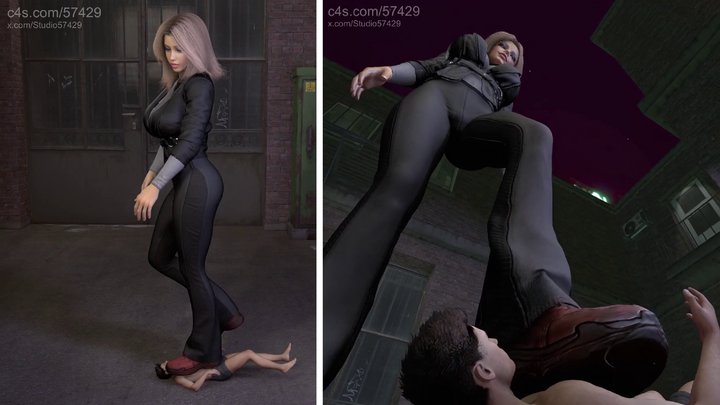 Studio 57429 - Giantess Alley Trample With Sneakers