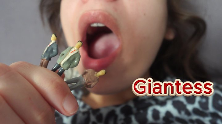Amayamori - My Giantess stepsister eats her stepfamily, sucks them like candy, then plays with them, puts one in their nose, the other in her mouth, and eats them.