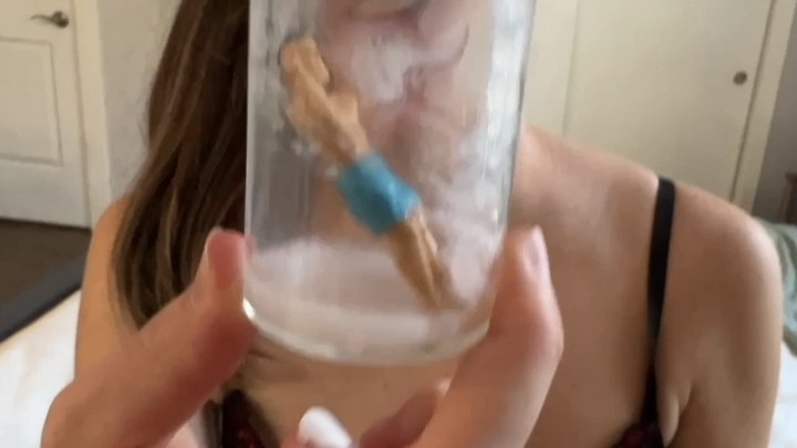 Giantess Tara - Giantess Jizz on a tiny in a jar Cuckcold
