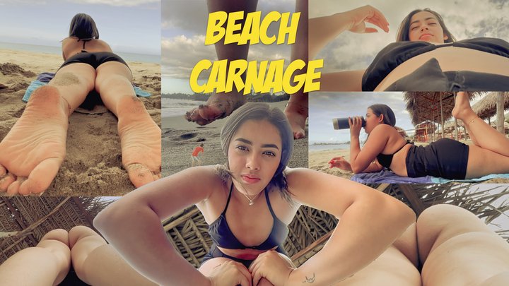 Rise Of The Giantess - BEACH CARNAGE 4K Giantess Vainilla sits and stomps