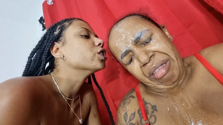 Britney Hunter Fetish - Sexy princesses making a spit puddle on the dwarf slave by Naty, Yohanna and Evil Dwarf Cam Full HD CLIP 3