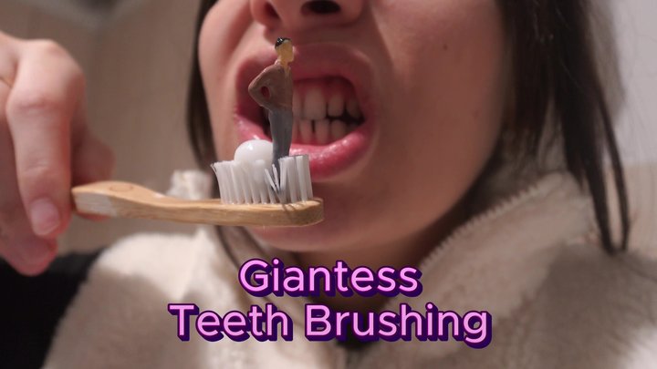 Amayamori - Giantess Stepsister brushes teeth with tiny stepbrother so he humiliates her by taking it in his mouth and turning it into a toothpick then he puts it in his mouth and tiny stepbrother has to clean giantess stepsister's teeth
