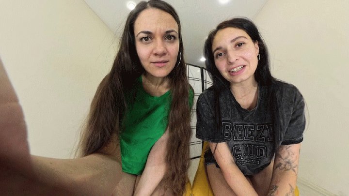 Under Giantess Soles - Yasmin & Ruth - tall brunettes with big bare feet VR 360 8K