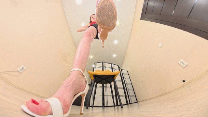 Under Giantess Soles - Foxy - white high-heeled sandals VR 360 8K