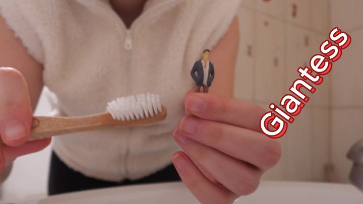 Amayamori - Giantess Stepsister brushes Tiny stepbrother's teeth and after she brushes them Giantess stepsister also brushes her teeth but instead of a toothbrush she uses tiny stepbrother as a toothbrush