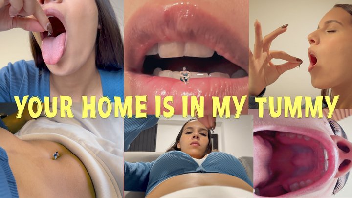 Rise Of The Giantess - YOUR HOME IS IN MY TUMMY 1080 - Giantess Andrea Vore and Belly button squishing