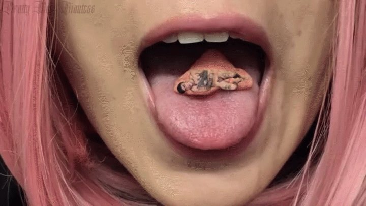 Bratty Mean Giantess - Giantess chewing Tiny Man Bubble gum