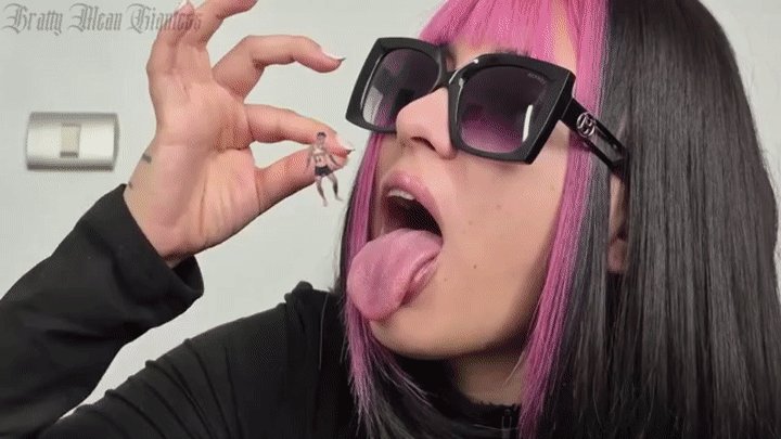 Bratty Mean Giantess - Sexy Giantess VORE on shrunken man until he arrives her stomach to get humiliated until digested inside