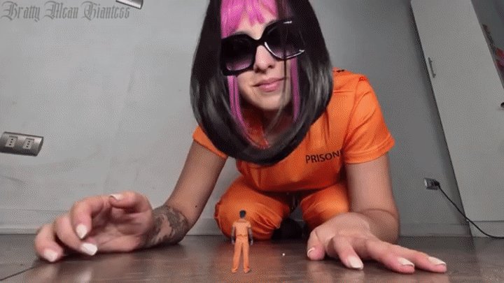 Bratty Mean Giantess - Sexy Giantess Big ass Prisoner has a Tiny prisoner as Foot and Ass Slave until VORE