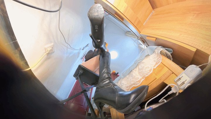 Gts Asia Vr World - 4K CC knee-length boots in POV style trample on a human-shaped carpet
