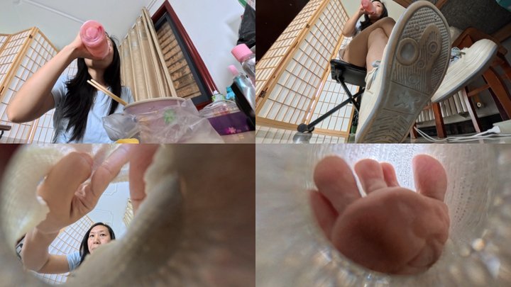 Gts 3d World - 4K smell the giantess feet while she eat GIANTESS