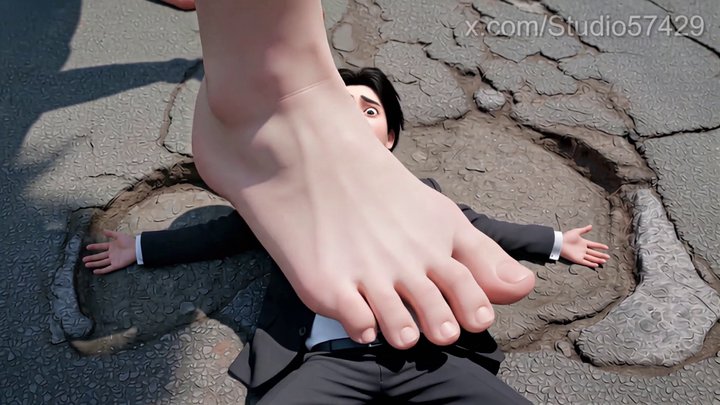 Studio 57429 - Crossed A Giantess' Path - Stomped In Sneakers, Socks, Bare Feet