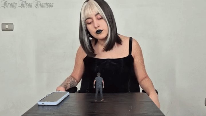 Bratty Mean Giantess - Giantess Gothic Boss shrinking tiny employee for Foot domination and Sweaty armpit humiliation and worship