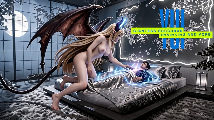 Yui - Giantess Succubus Shrinks Macro Man, Then Swallows Him Whole - Shrinking Fetish, Vore, Hands Free Orgasm, Mouth Fetish, Animation